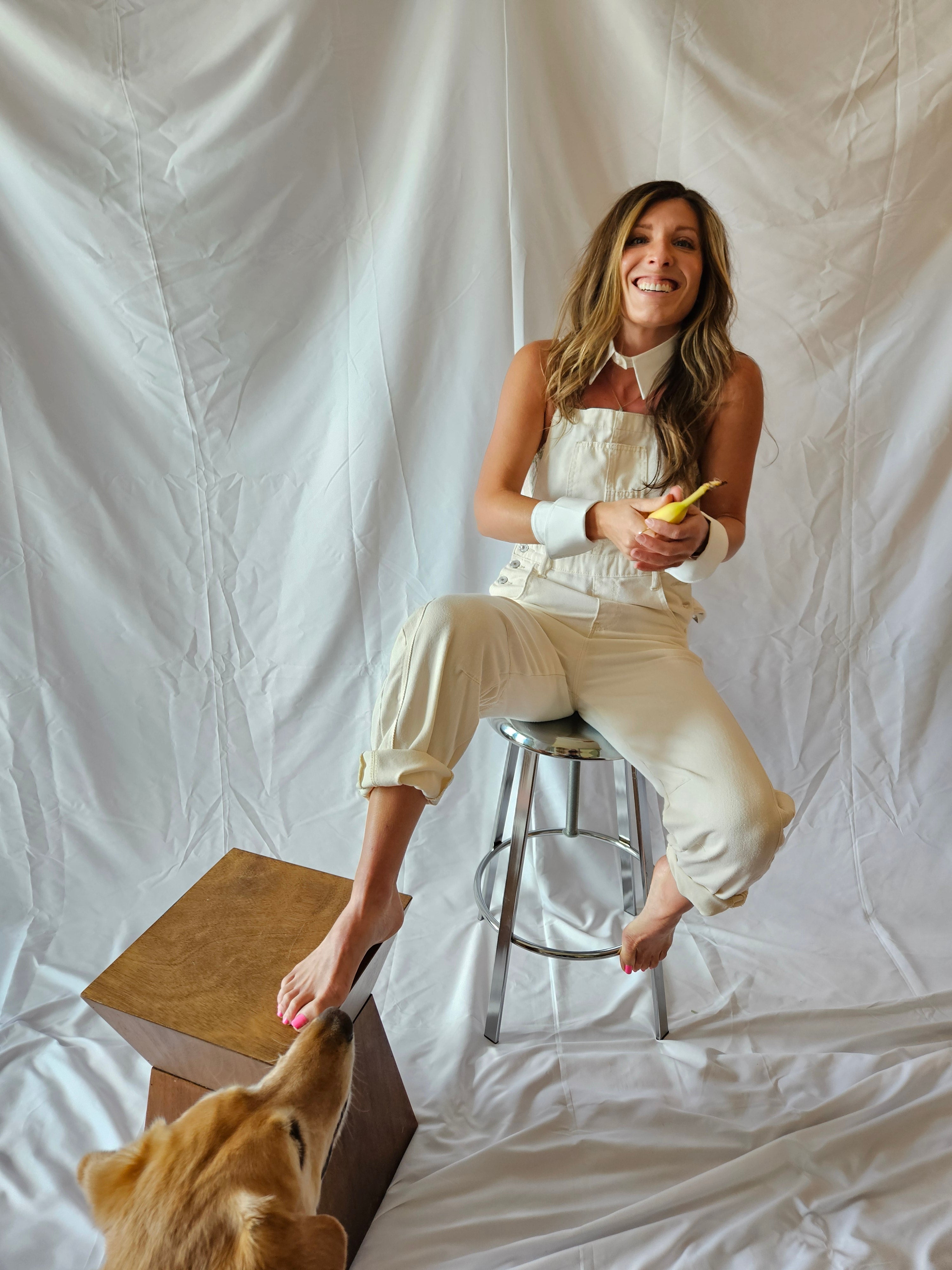 Lasso Denim Overalls Creme
