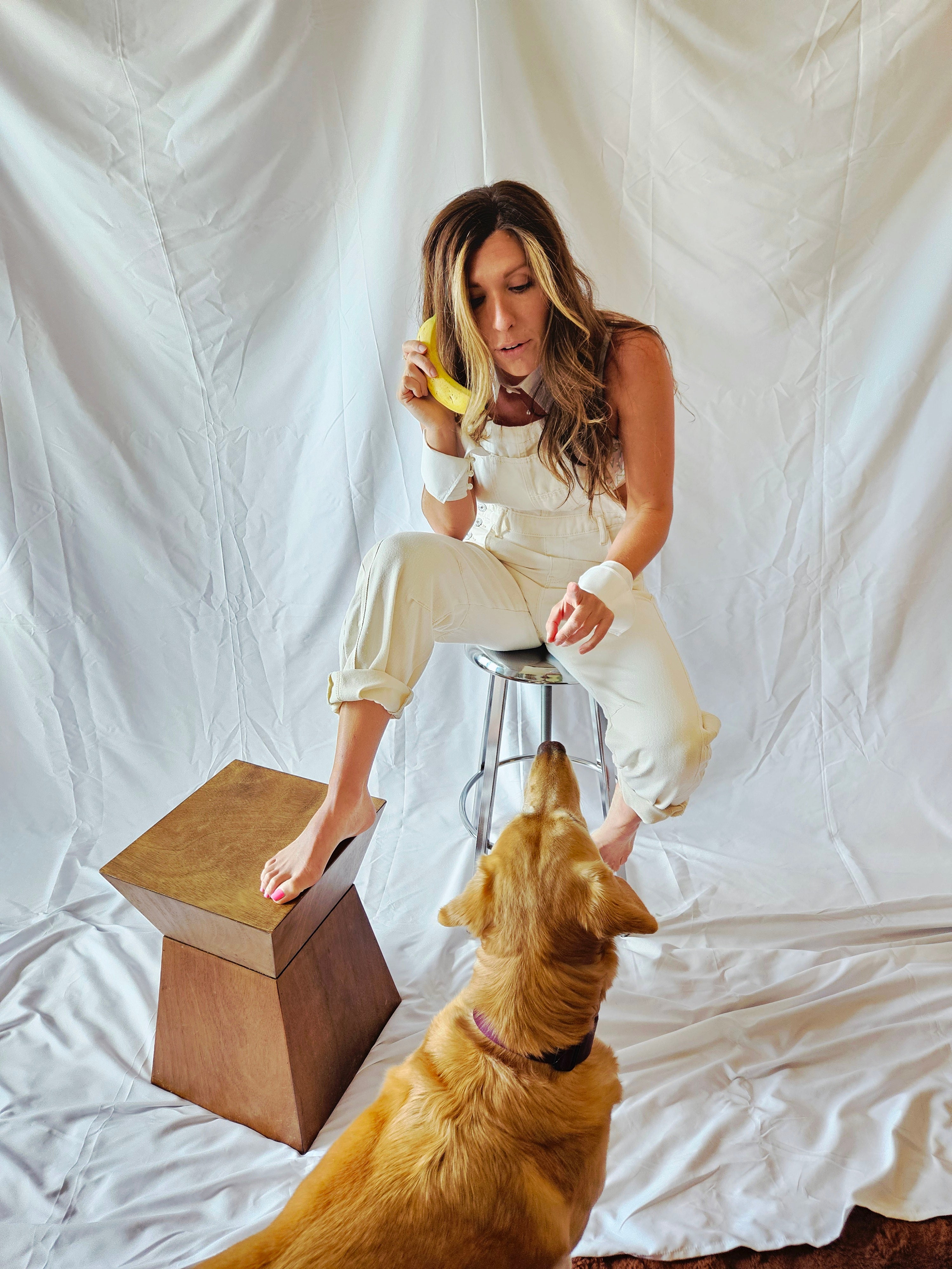 Lasso Denim Overalls Creme
