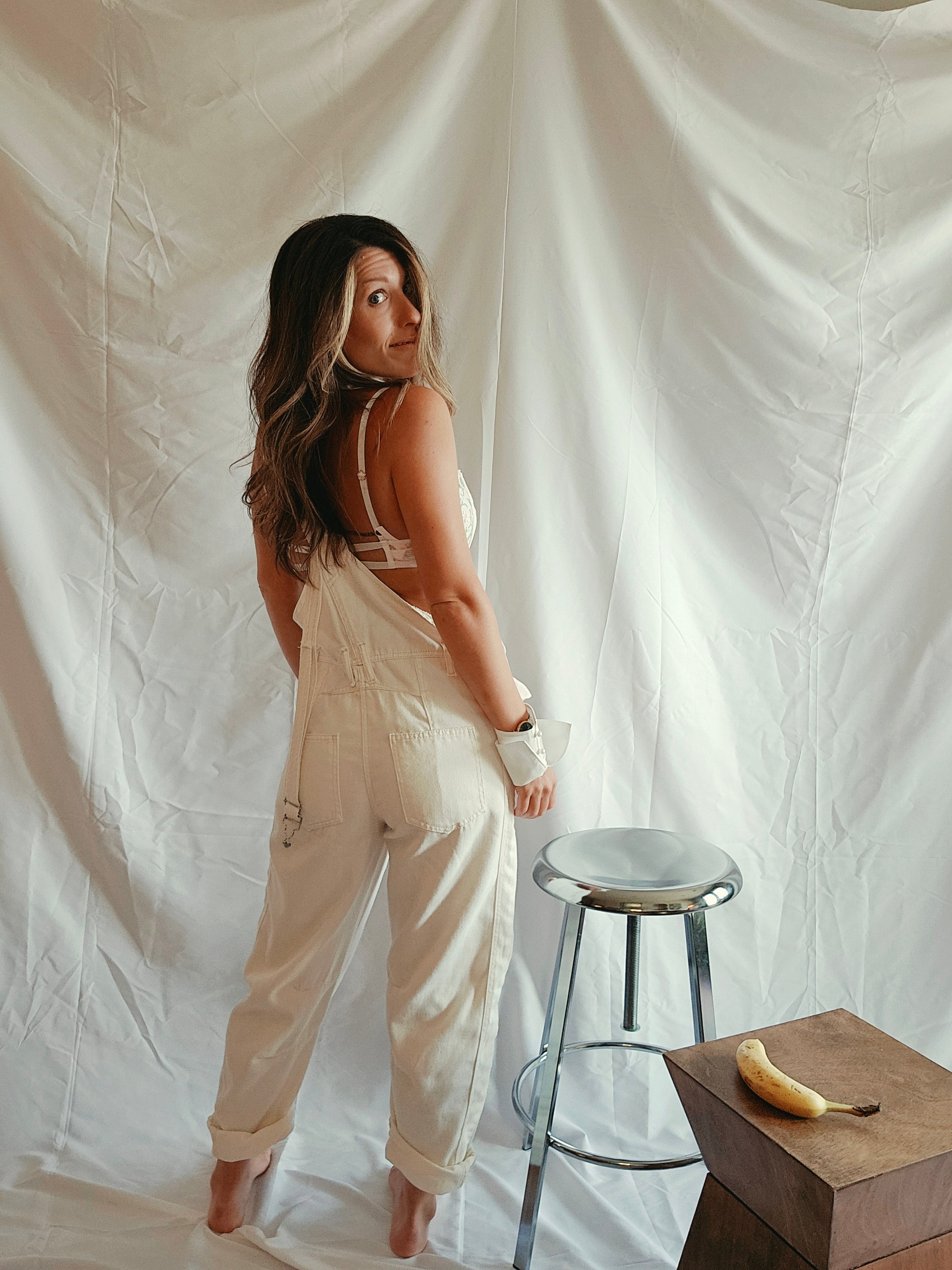 Lasso Denim Overalls Creme